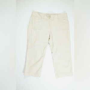 LOFT Ann Taylor Womens Size 2 Cropped Cotton Pants Beige Cream Capri Dress Pants